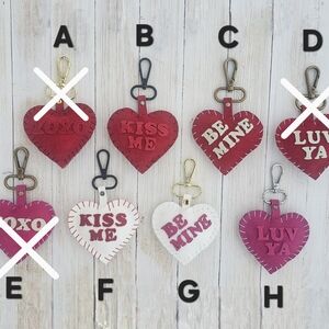 Puffy Suede Conversation Heart Purse Bag Flair Tassel Keychain Valentine’s